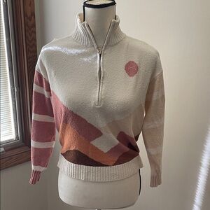 Lou & Grey Cream and Pink Geometric Sweater
